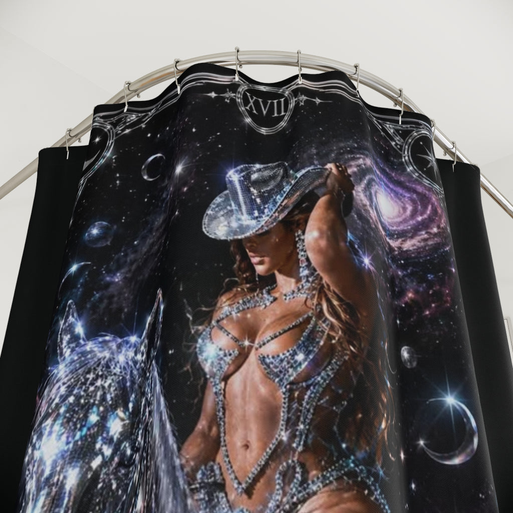 Beyonce Alien Superstar Shower Curtain — Cosmic Cowgirl & Galactic Wolf Bathroom Decor