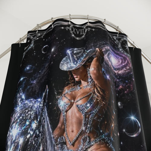 Beyonce Alien Superstar Shower Curtain — Cosmic Cowgirl & Galactic Wolf Bathroom Decor