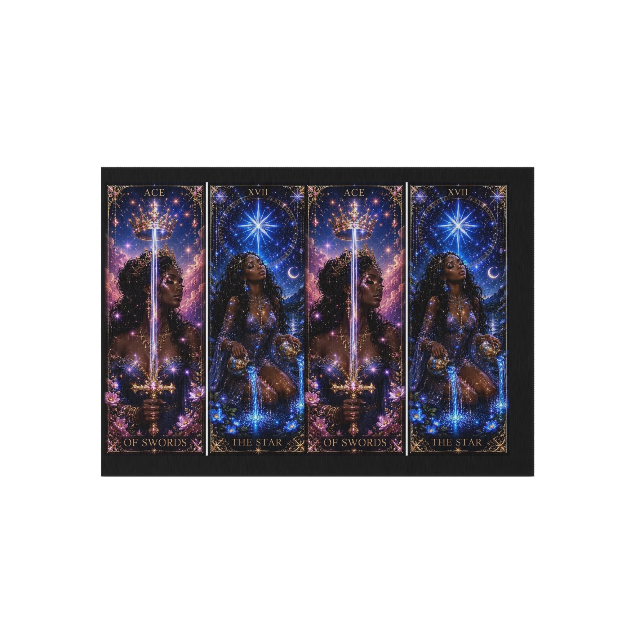Gwenisha Tarot Star Outdoor Rug — Celestial Night Goddess Patio Mat