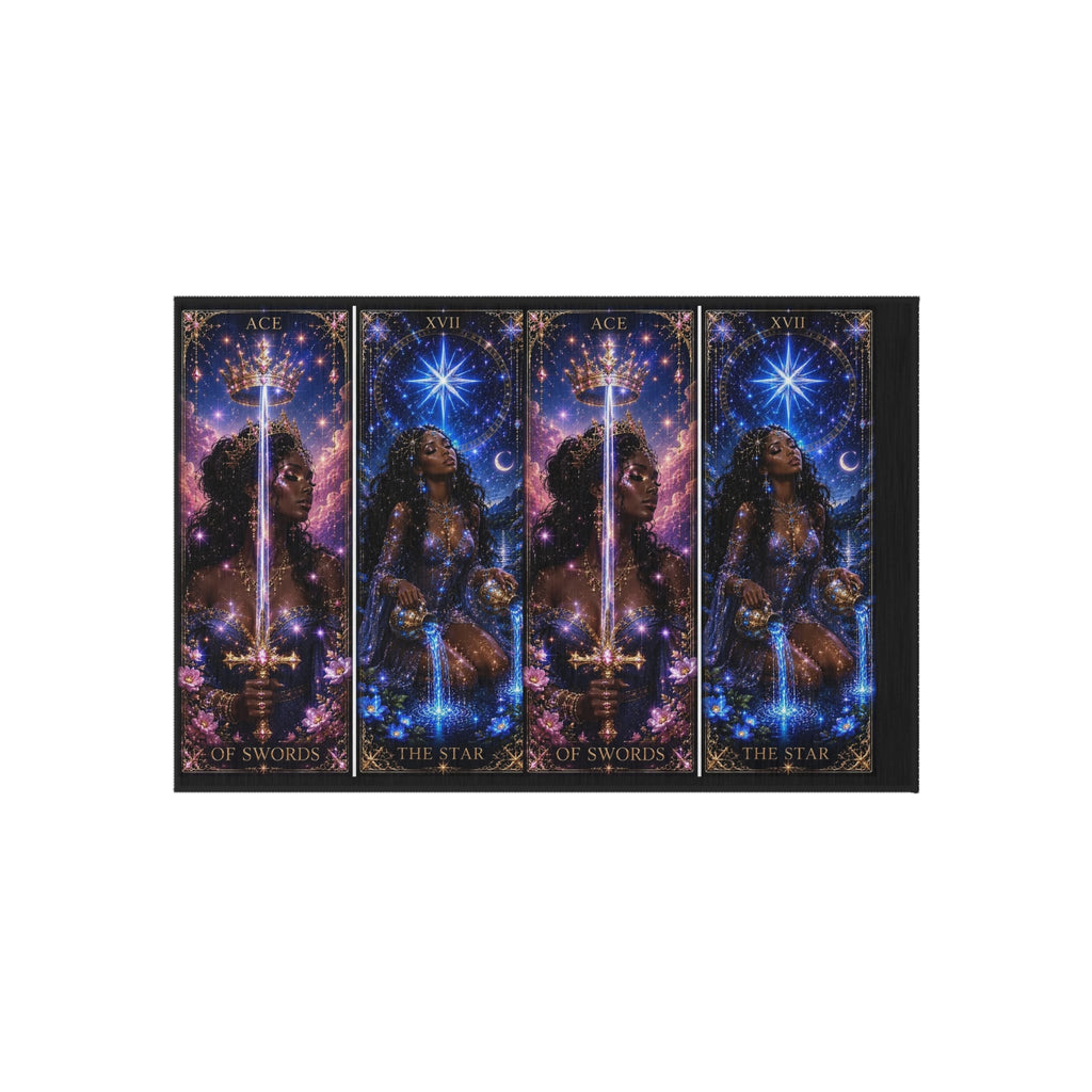 Gwenisha Tarot Star Outdoor Rug — Celestial Night Goddess Patio Mat