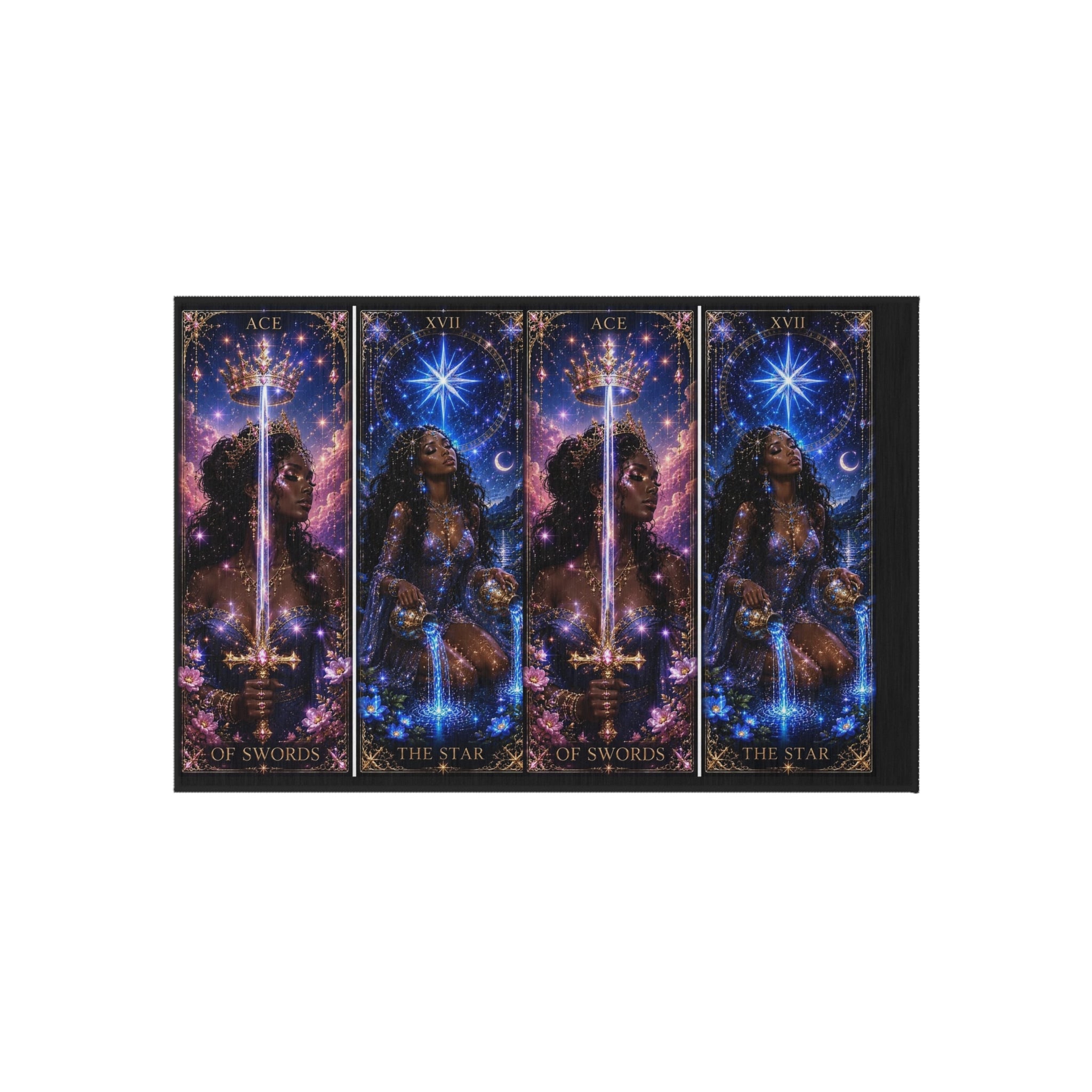 Gwenisha Tarot Star Outdoor Rug — Celestial Night Goddess Patio Mat