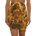 Fortuna Goddess Pencil Skirt — Golden Mythology Graphic Skirt