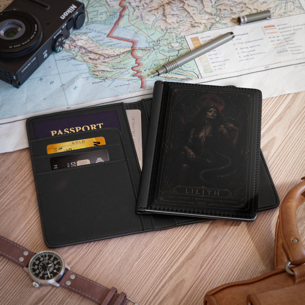 Lilith Passport Cover — Dark Lilith Gothic Art Travel Wallet