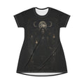 Hecate Moon Goddess T‑Shirt Dress — Dark Gothic AOP Dress with Triple Moon Artwork