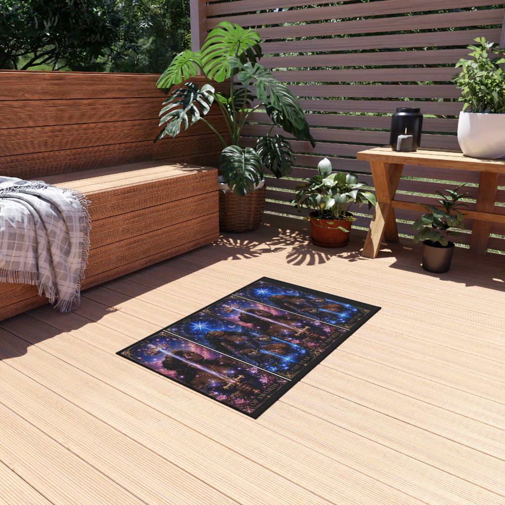 Gwenisha Tarot Star Outdoor Rug — Celestial Night Goddess Patio Mat