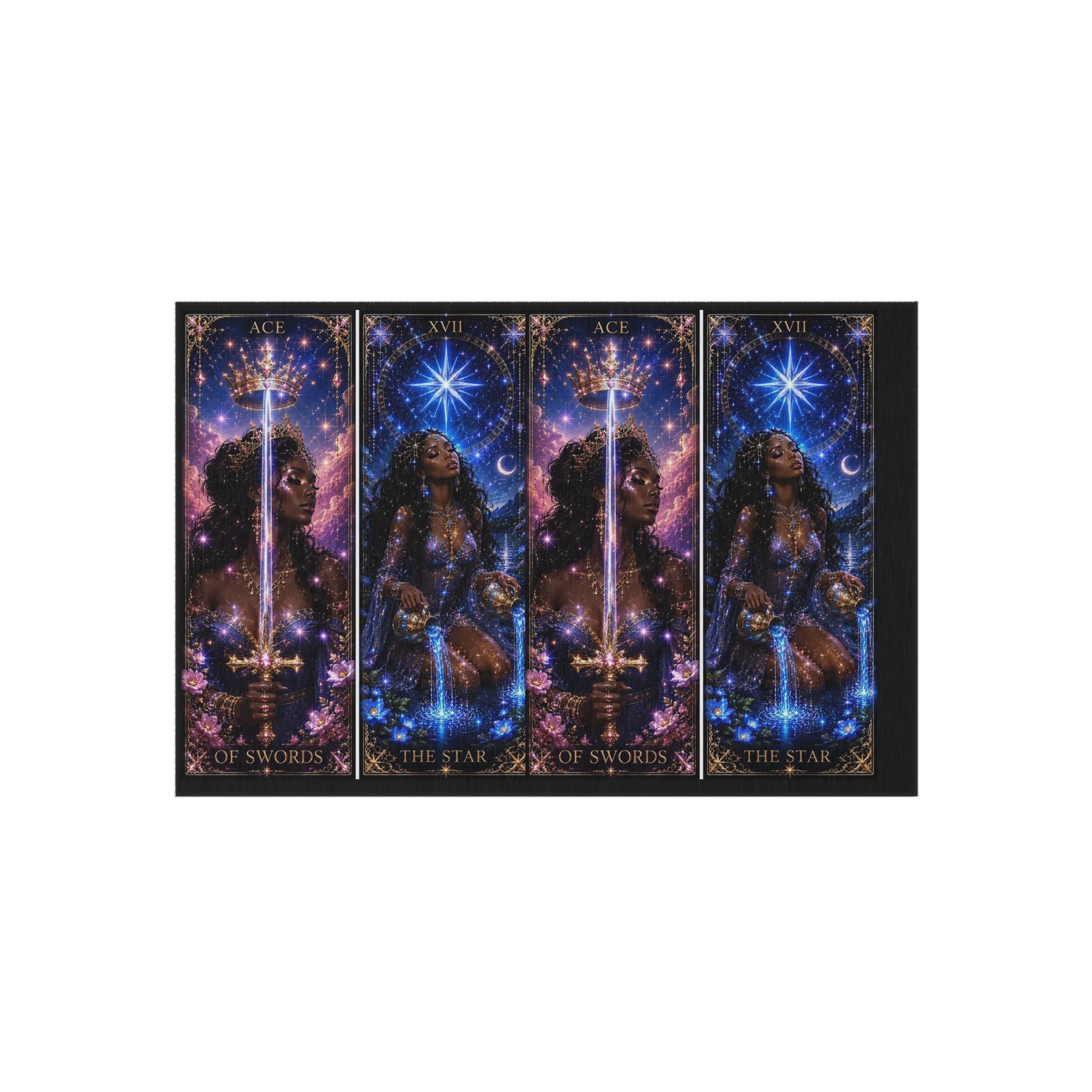 Gwenisha Tarot Star Outdoor Rug — Celestial Night Goddess Patio Mat
