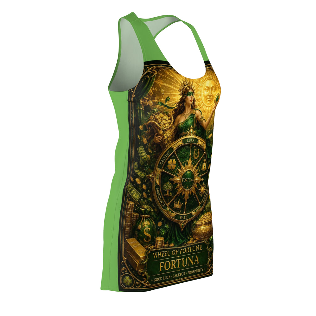 Wheel of Fortune Fortuna Racerback Dress — Mystic Tarot Green Bodycon