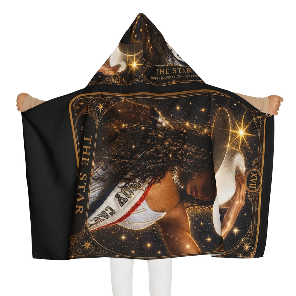 Blue ivy Youth Hooded Towel — "The Star" Tarot-Inspired Beach & Bath Wrap for Kids