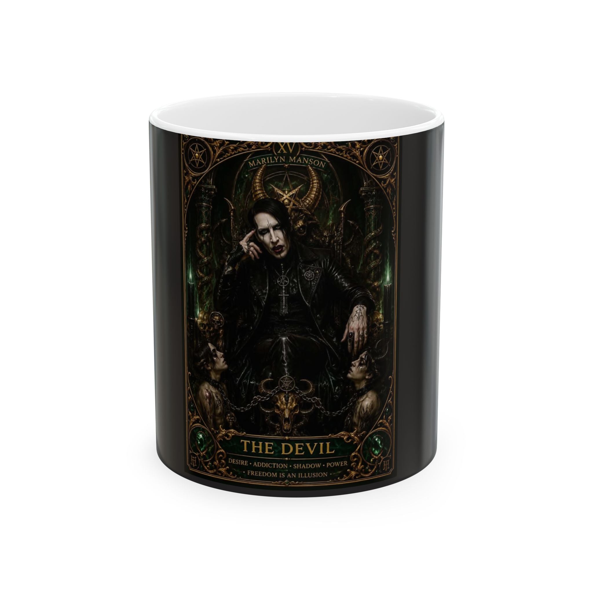 Marilyn Manson The Devil Tarot Ceramic Mug — Gothic Occult Coffee Cup (11oz/15oz)