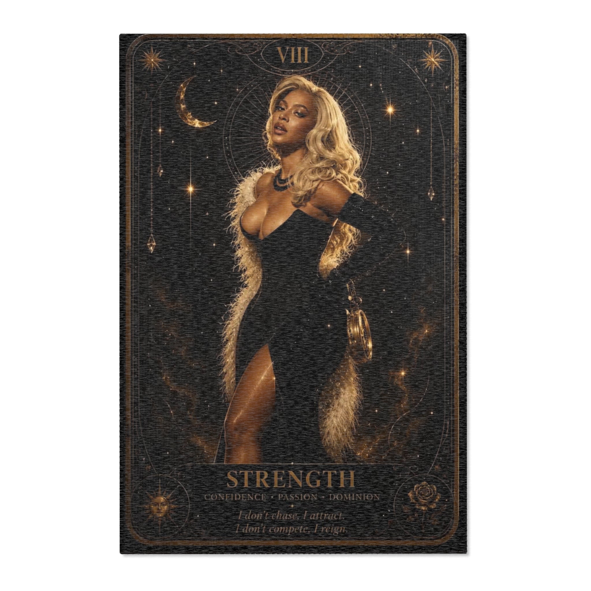 Beyonce Strength Tarot Area Rug — Glamorous Vintage Fortune-Telling Accent Rug
